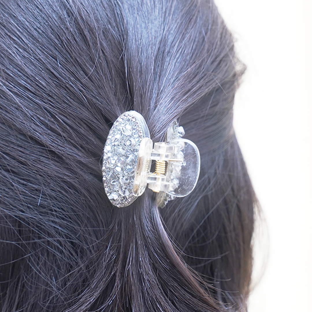 Crystal Oval Hair Claw Clip for Women | Rhinestone Hair Random Color (one Piece )