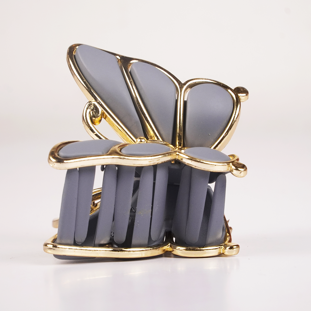 Elegant Butterfly Hair Claw Clip for Women | Gold & Grey Korean Hair Accessory