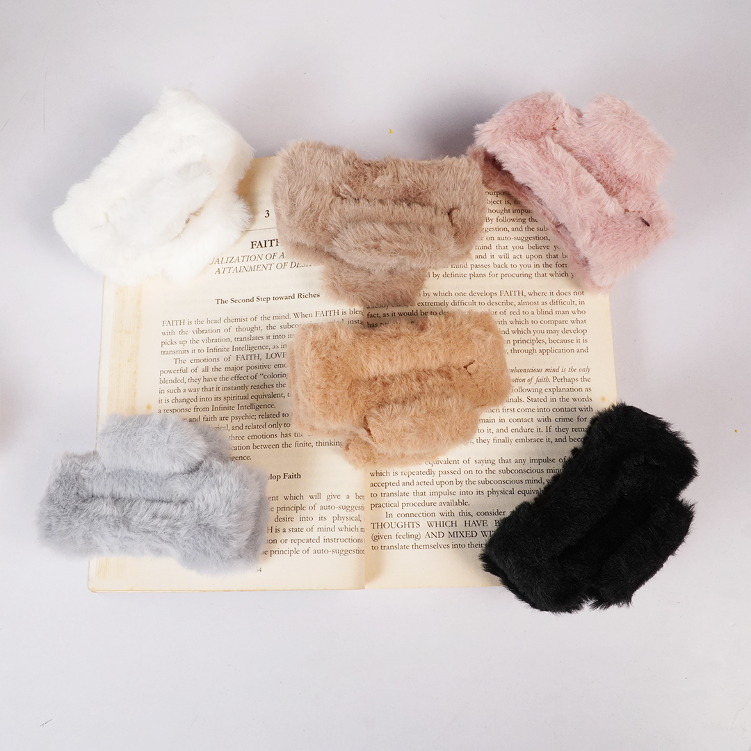 Soft Faux Fur Hair Claw Clip for Women