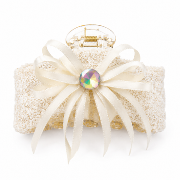 White Lace Bow Hair Claw Clip – Elegant Floral Lace Hair Accessory Random Color