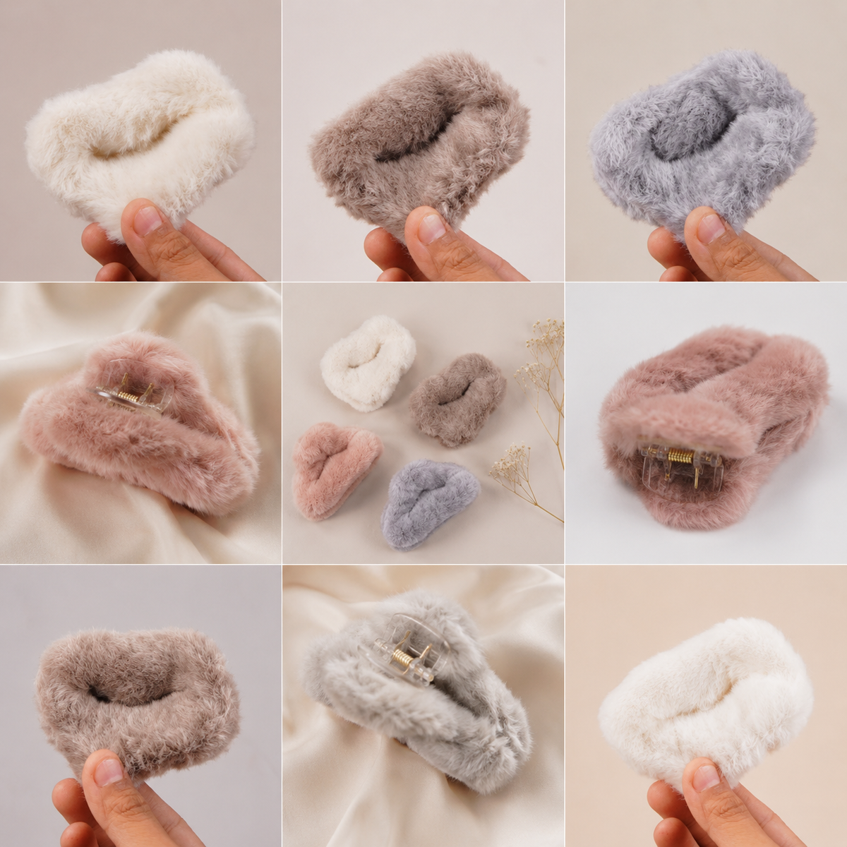 Cloud Plush Faux Fur Hair Claw Clip – Ultra-Soft Cozy Hair Accessory Random Color (one Piece )