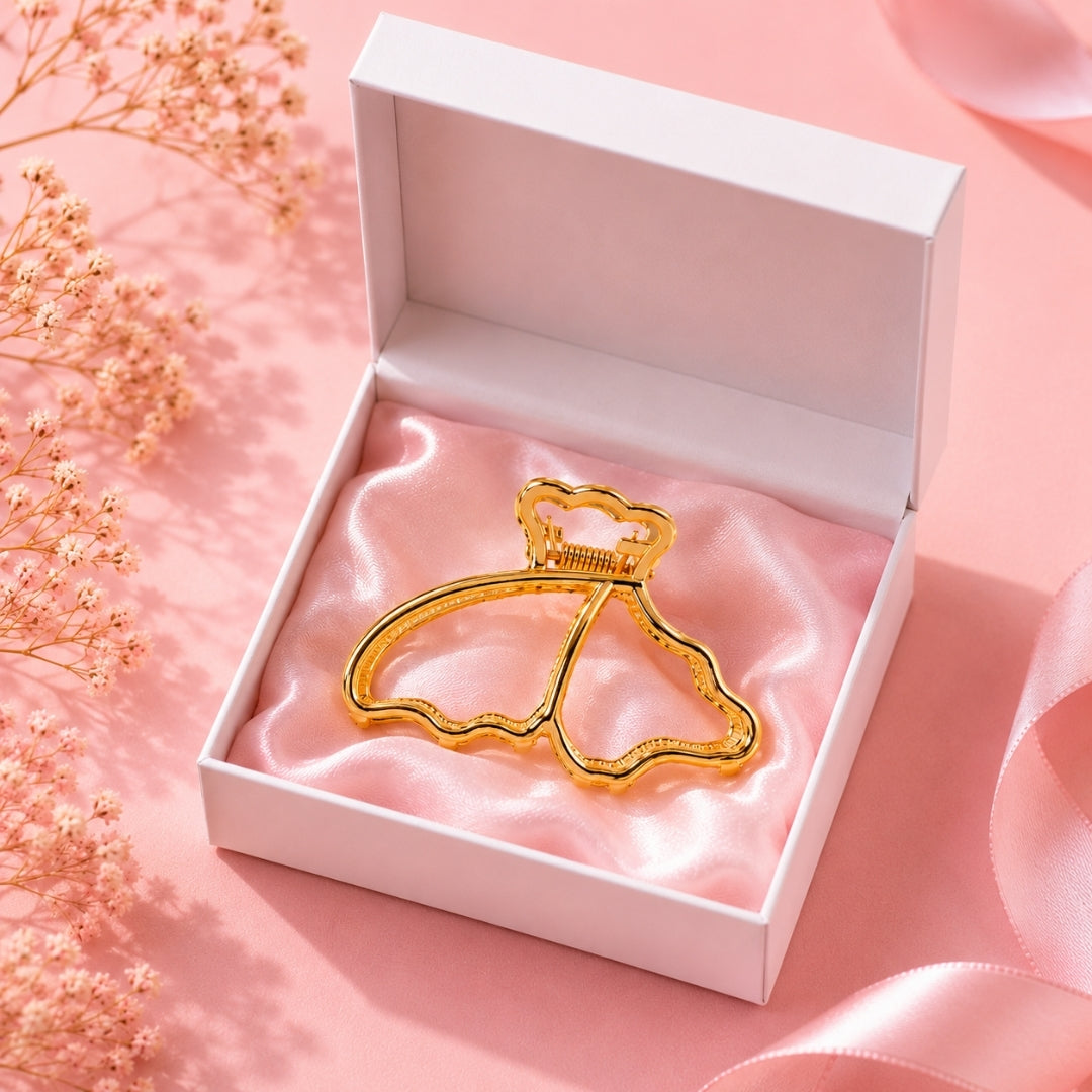 Gold Bow Hair Claw Clip Set – Elegant Metal Bow Hair Clips Random Color