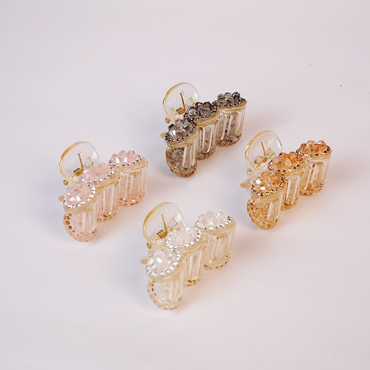 Apple shape  Crystal Luxe Mini Hair Claw Clip