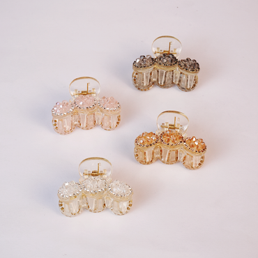 Crystal Triple Bloom Hair Claw Clip – Elegant Sparkle for Everyday Glam