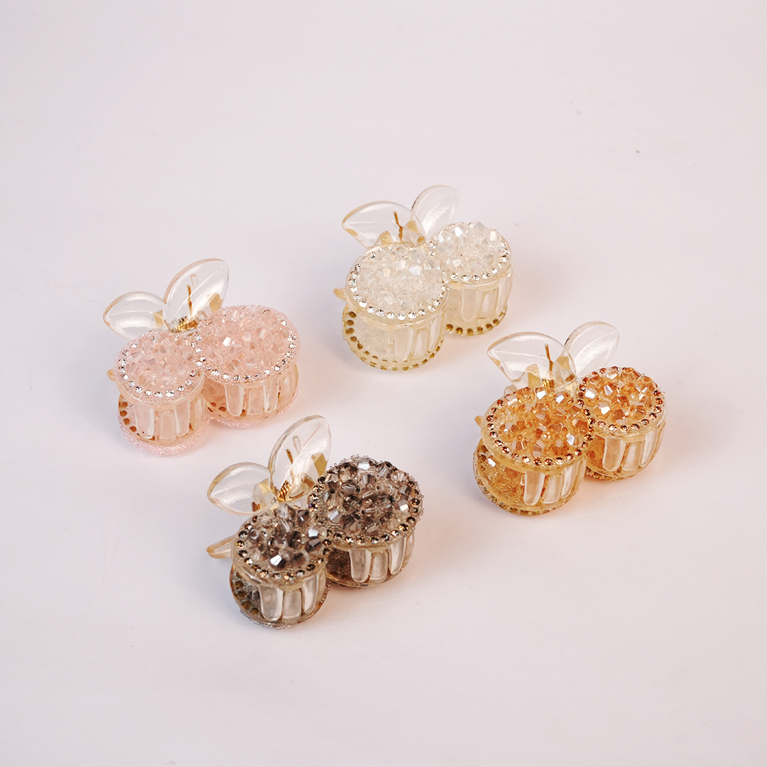 Apple shape  Crystal Luxe Mini Hair Claw Clip