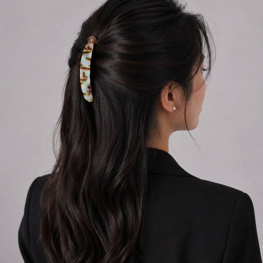 Iridescent Snap Hair Clips Set – Colorful Glossy Barrettes Random Color  (one Piece )