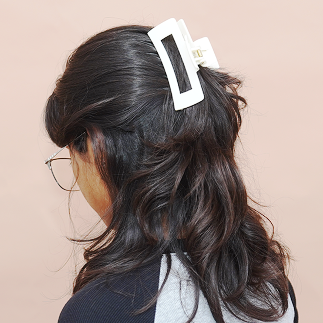Matte Brown Rectangle Hair Claw Clip for Women  Random Colors
