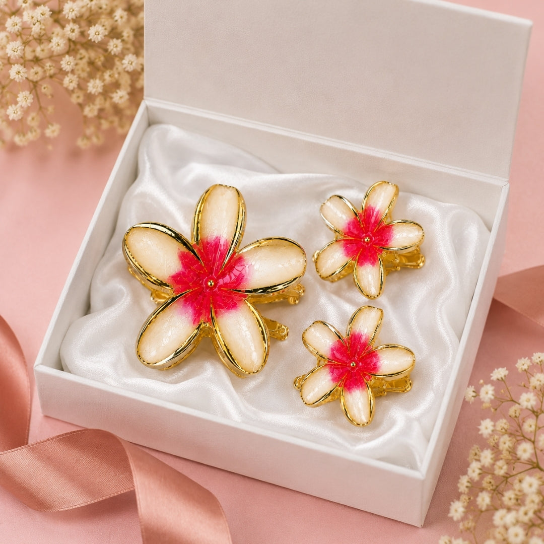 Floral Enamel Hair Clip Set – Elegant Flower Hair Accessories for Women & Girls (one Piece )