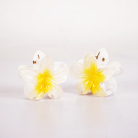 Plumeria Flower Hair Claw Clip for Women | Tropical Floral Hair Accessory (Yellow & White)
