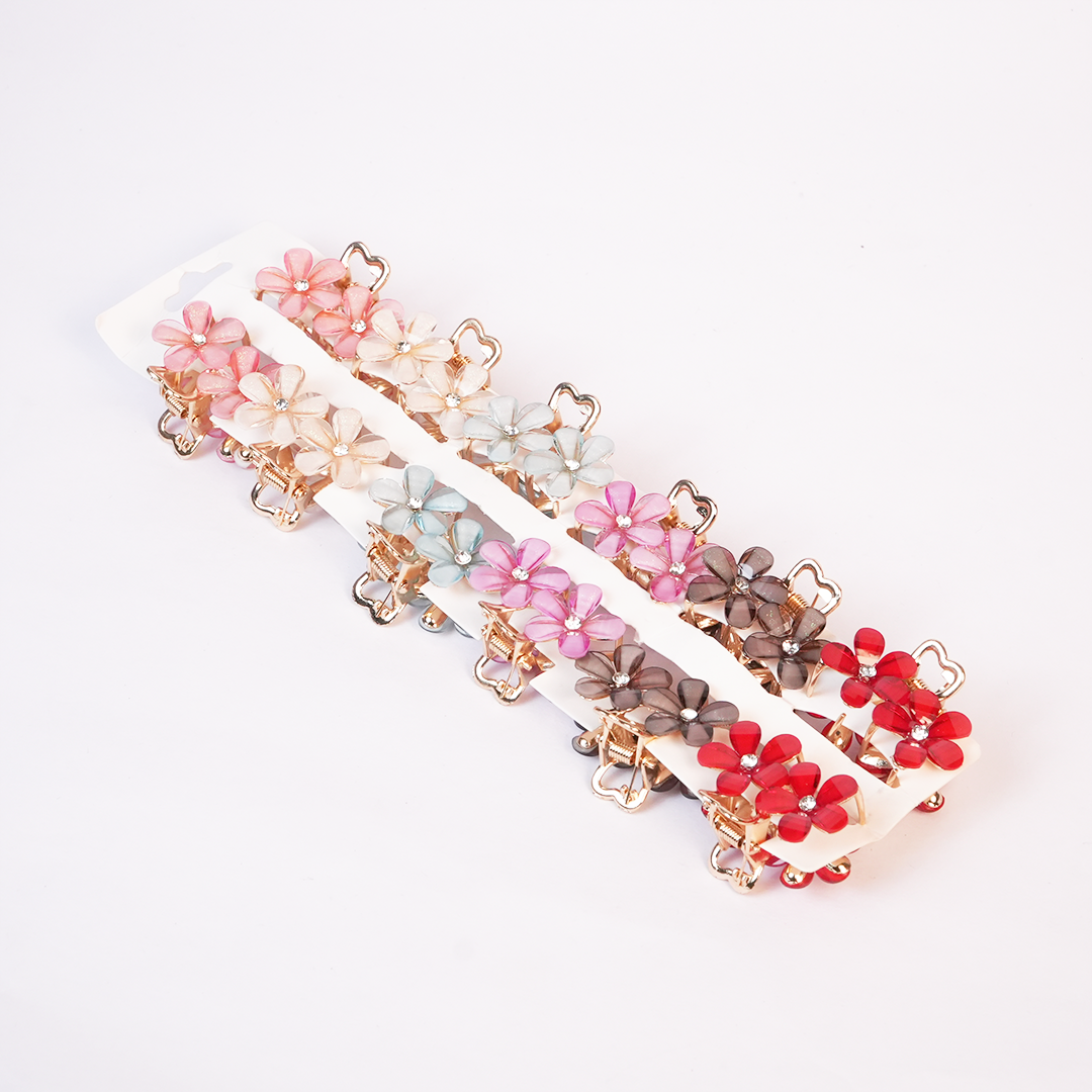 Red Floral Crystal Hair Claw Clip for Women Random Colors