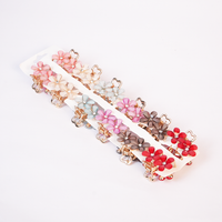 Red Floral Crystal Hair Claw Clip for Women Random Colors