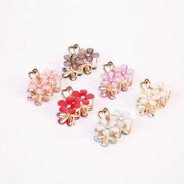 Red Floral Crystal Hair Claw Clip for Women Random Colors