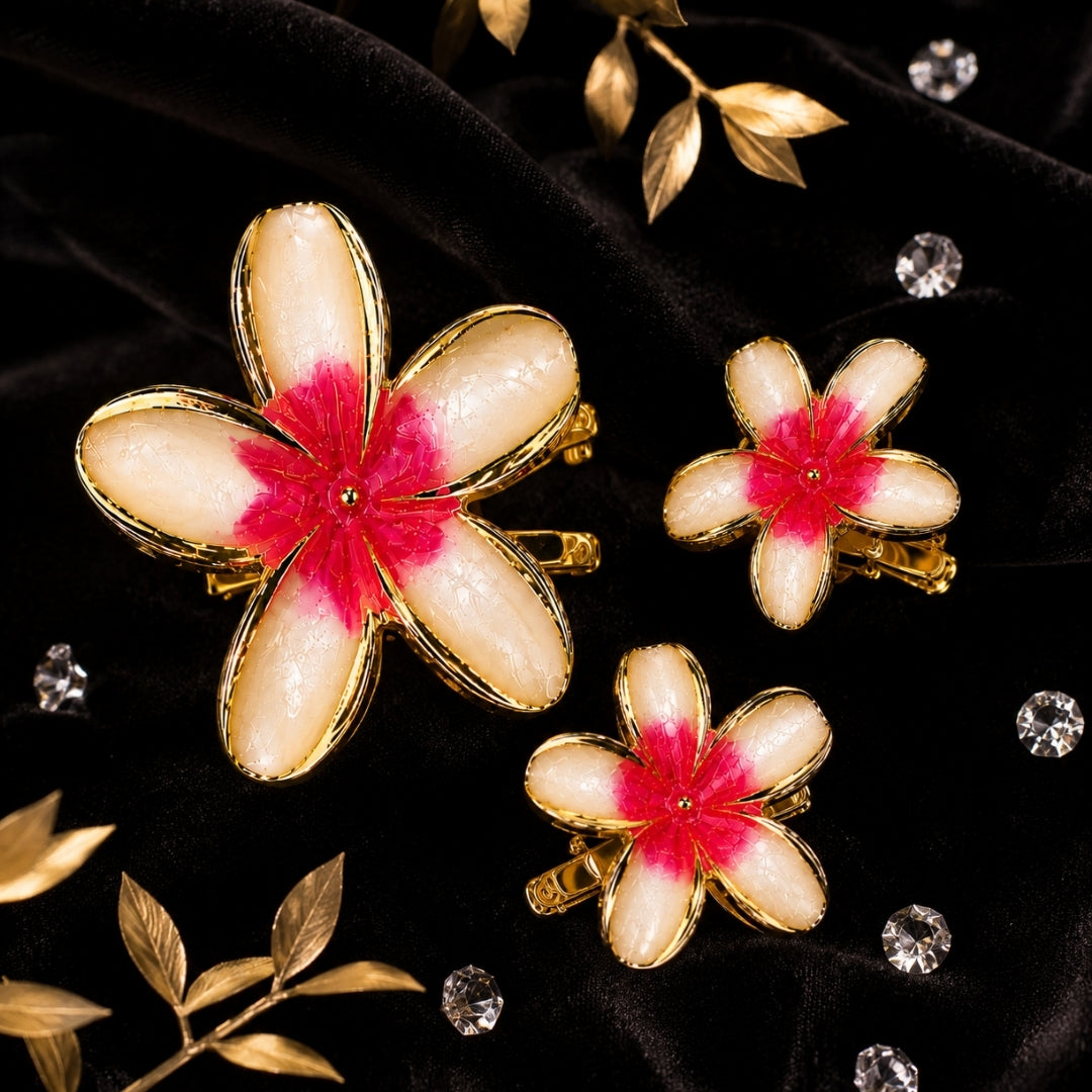 Floral Enamel Hair Clip Set – Elegant Flower Hair Accessories for Women & Girls (one Piece )