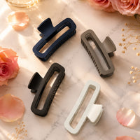 Minimalist Rectangle Hair Clips Set – Matte Finish Large Claw Hair Clips Random Color,(one piece )