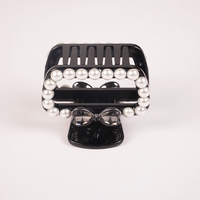 Pearl & Crystal Bow Hair Claw Clip for Women | Elegant Black Hair Accessory