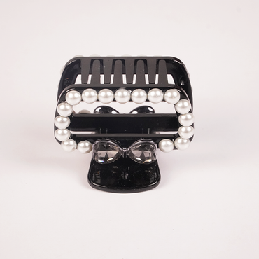 Pearl & Crystal Bow Hair Claw Clip for Women Random Colors