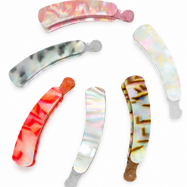 Iridescent Snap Hair Clips Set – Colorful Glossy Barrettes Random Color  (one Piece )