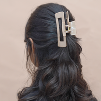 Matte Brown Rectangle Hair Claw Clip for Women  Random Colors