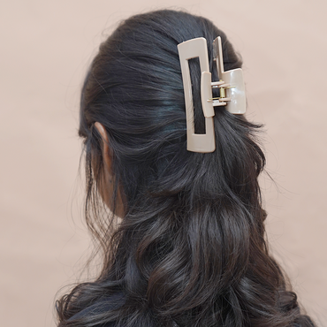 Matte Brown Rectangle Hair Claw Clip for Women  Random Colors