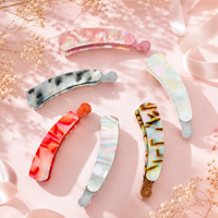 Iridescent Snap Hair Clips Set – Colorful Glossy Barrettes Random Color  (one Piece )