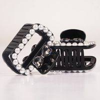 Pearl & Crystal Bow Hair Claw Clip for Women | Elegant Black Hair Accessory