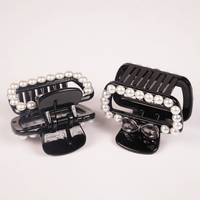 Pearl & Crystal Bow Hair Claw Clip for Women | Elegant Black Hair Accessory