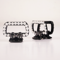 Pearl & Crystal Bow Hair Claw Clip for Women | Elegant Black Hair Accessory