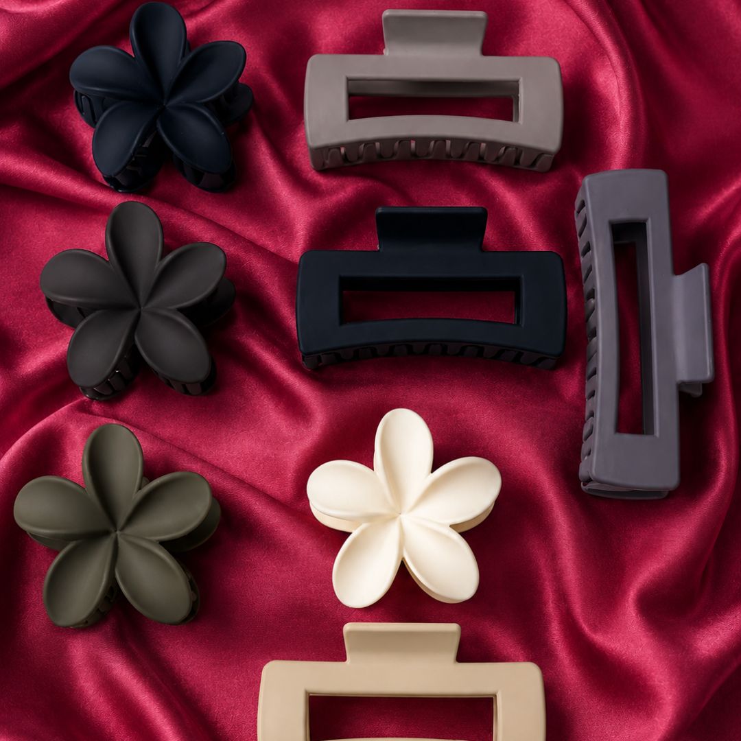 Matte Floral & Minimalist Hair Claw Clips – Strong Grip Decorative Hair Random Color (one piece )