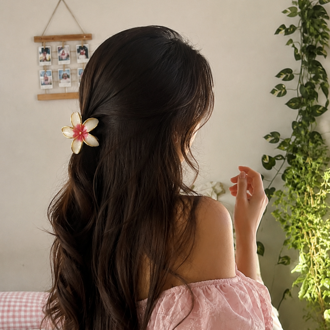Floral Enamel Hair Clip Set – Elegant Flower Hair Accessories for Women & Girls (one Piece )