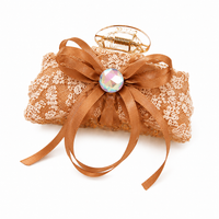 Champagne Lace Bow Hair Claw Clip – Elegant Ribbon Hair Accessory Random Color