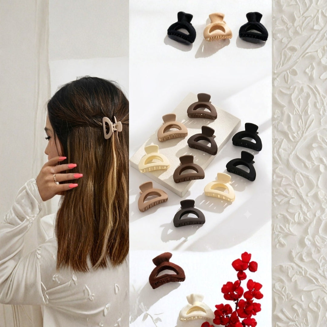 Hair Claw Clips for Women, 7 Pcs Matte Neutral Hair Clips Set ,Random Color (one piece )