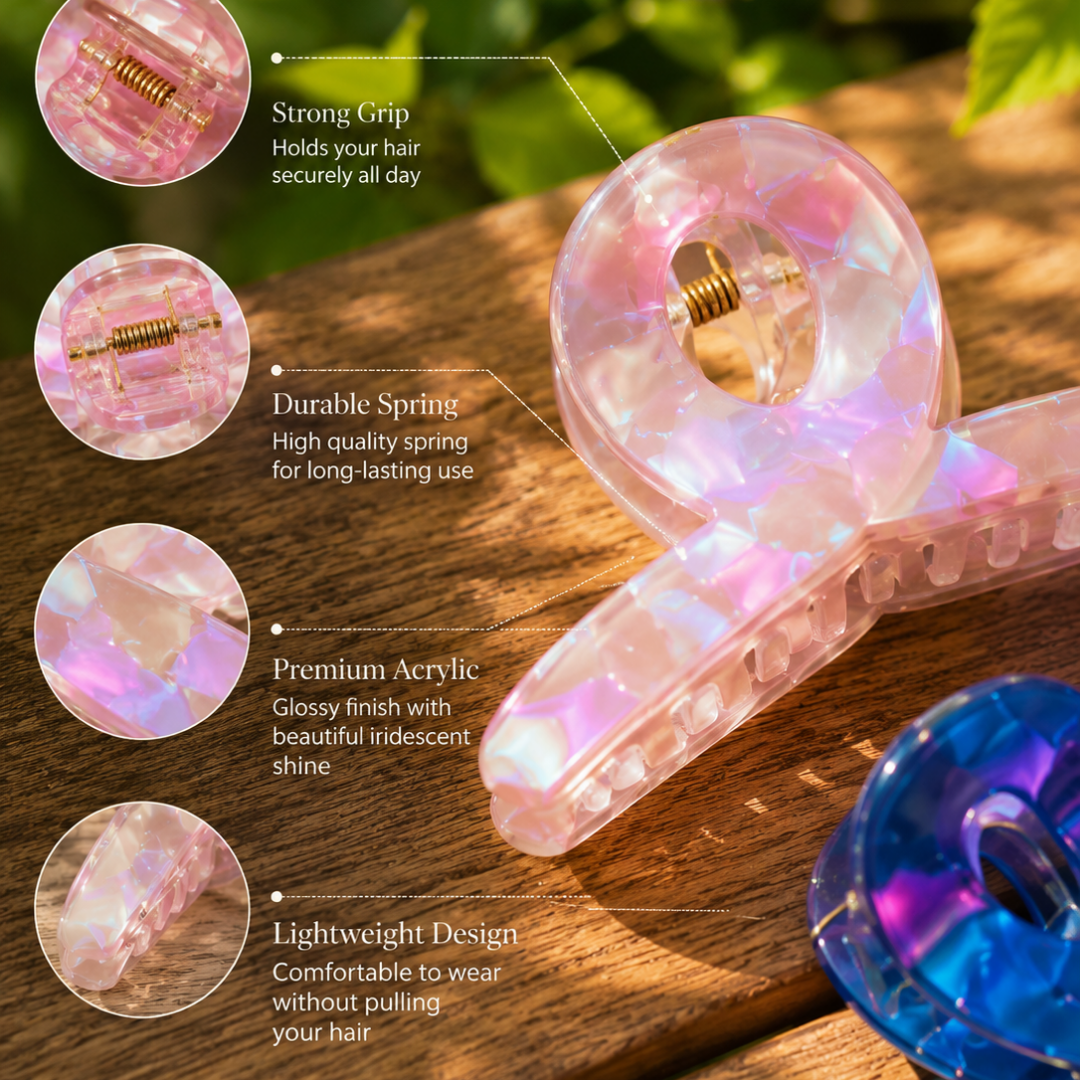 Iridescent Butterfly Claw Hair Clips – Colorful Everyday Hair Random Color  (one Piece )