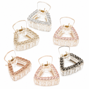 Rhinestone Triangle Hair Claw Clips Set – Elegant Crystal Hair Clips Random Color