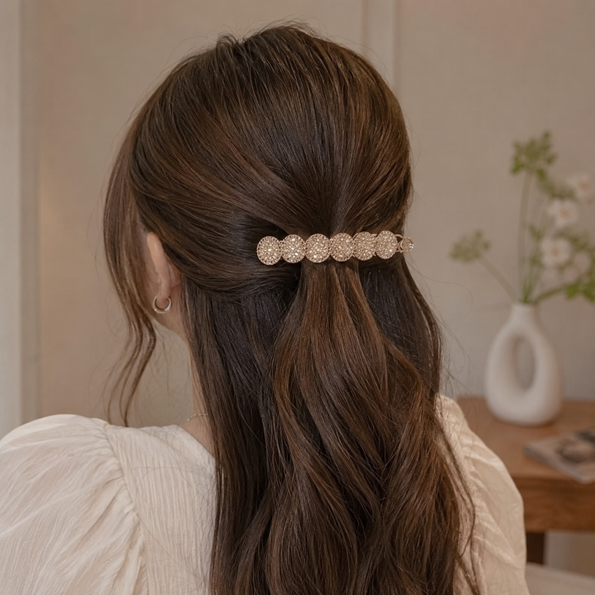 Luxury Crystal Hair Tie Set for Women & Girls Random Color (one Piece )