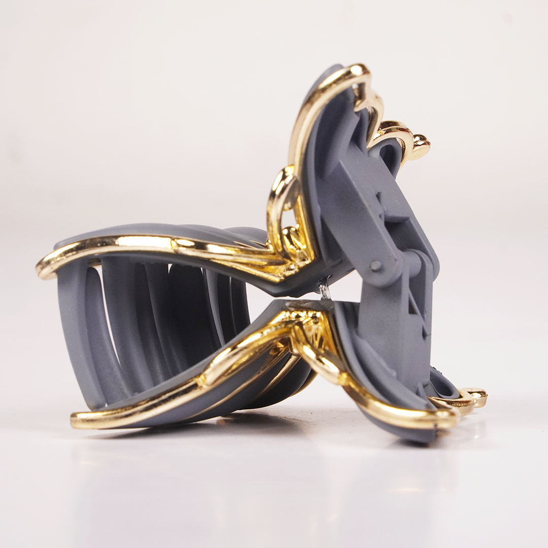 Elegant Butterfly Hair Claw Clip for Women | Gold & Grey Korean Hair Accessory