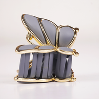 Elegant Butterfly Hair Claw Clip for Women | Gold & Grey Korean Hair Accessory