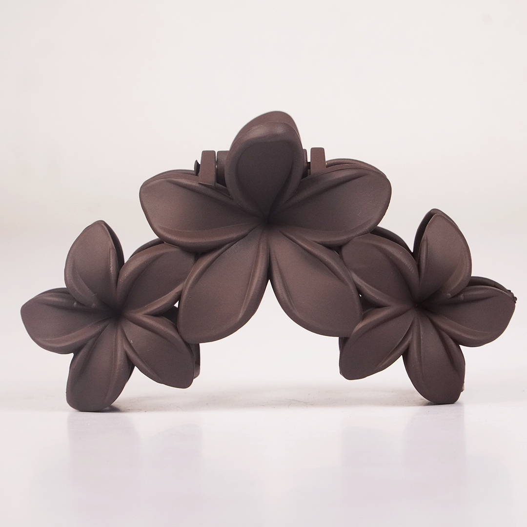 Matte Brown Floral Hair Claw Clip for Women | Korean Flower Hair Accessory