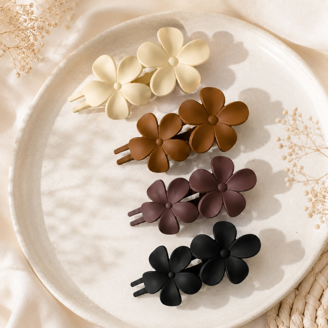 Bloom Barrette Hair Clips – Set of 6 Floral Hair Accessories ,Random Color