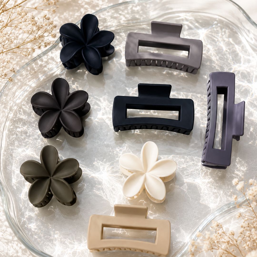 Matte Floral & Minimalist Hair Claw Clips – Strong Grip Decorative Hair Random Color (one piece )