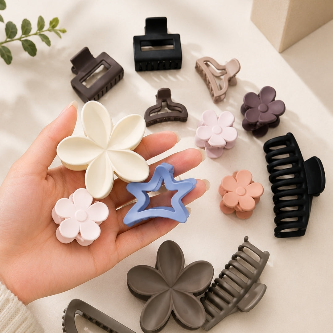 Minimalist Hair Claw Clip Set for Women – Assorted Flower,