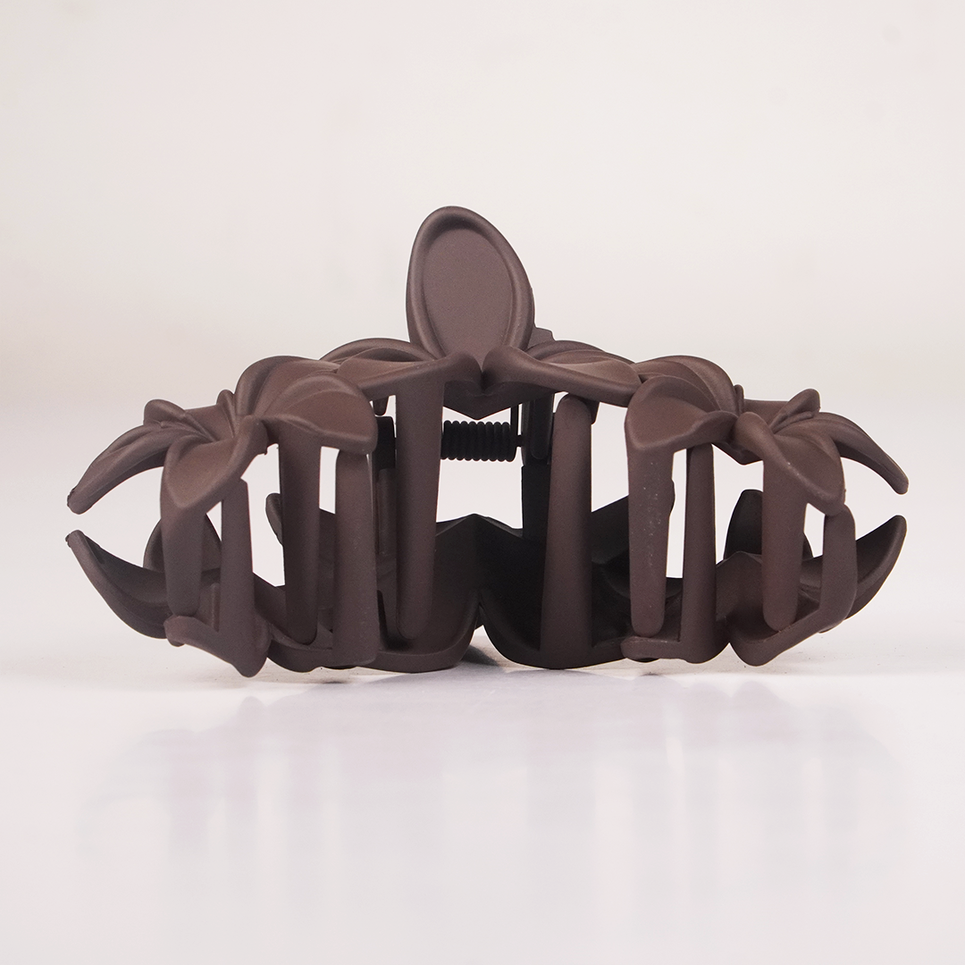 Matte Brown Floral Hair Claw Clip for Women | Korean Flower Hair Accessory