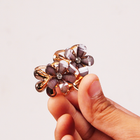 Red Floral Crystal Hair Claw Clip for Women
