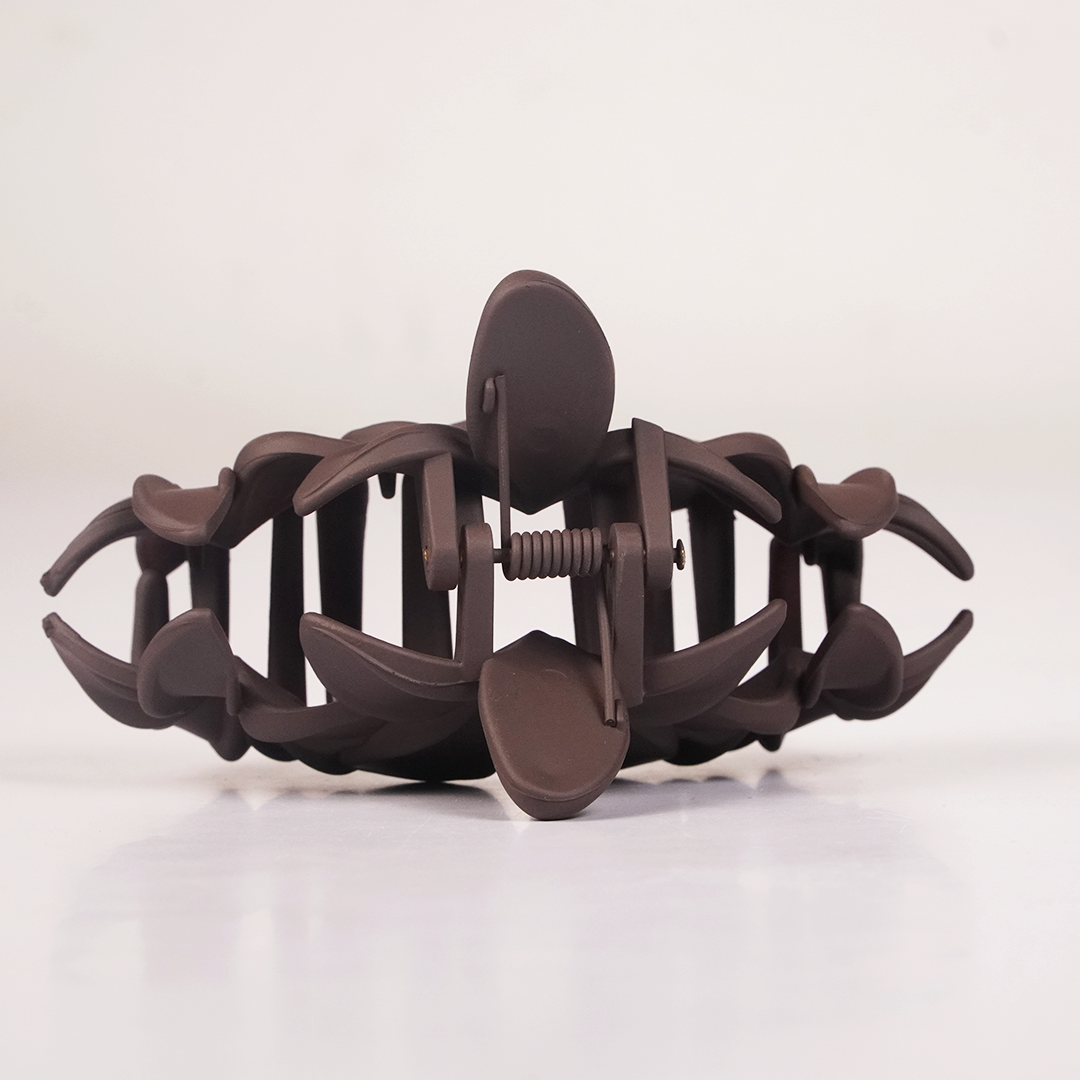 Matte Brown Floral Hair Claw Clip for Women | Korean Flower Hair Accessory