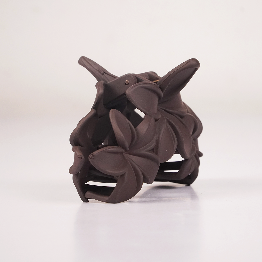 Matte Brown Floral Hair Claw Clip for Women | Korean Flower Hair Accessory
