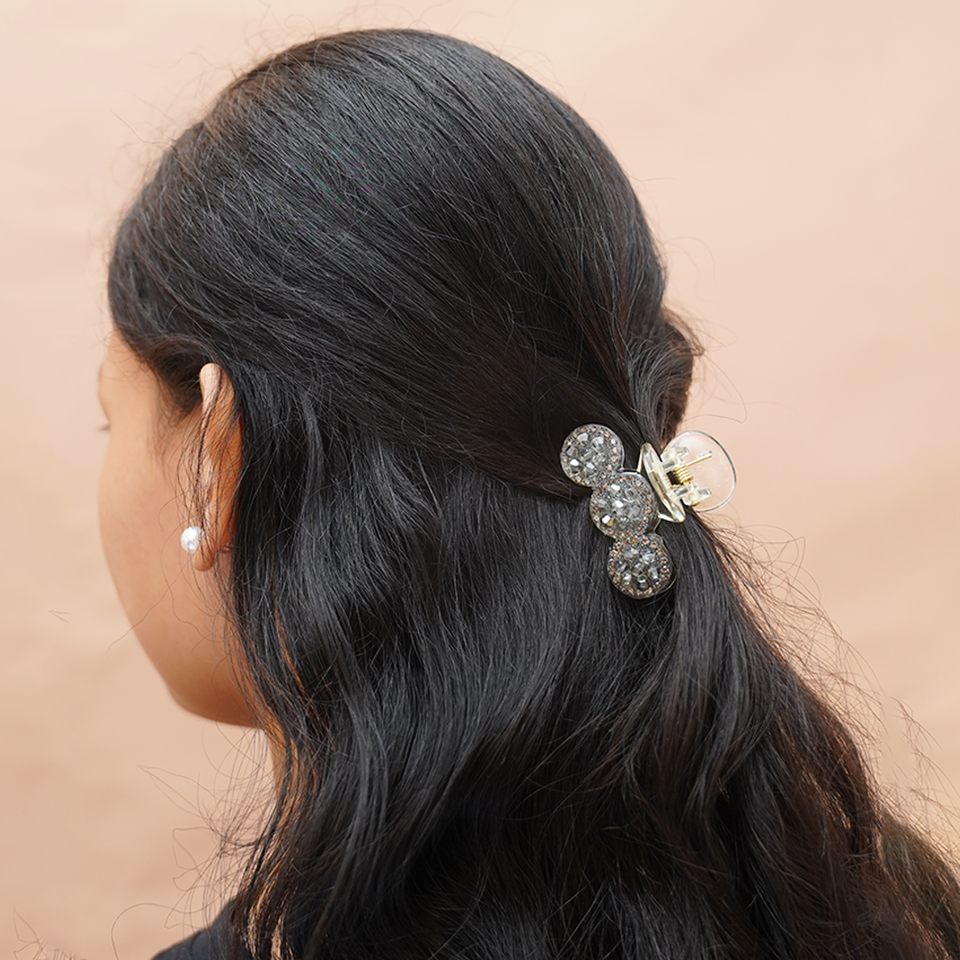 Crystal Triple Bloom Hair Claw Clip – Elegant Sparkle for Everyday Glam