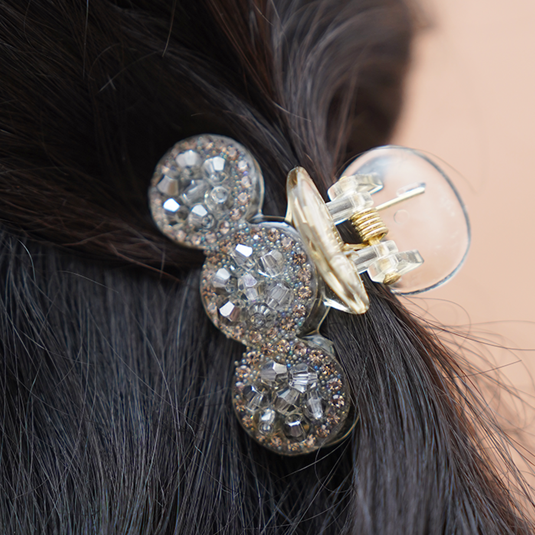 Crystal Triple Bloom Hair Claw Clip – Elegant Sparkle for Everyday Glam