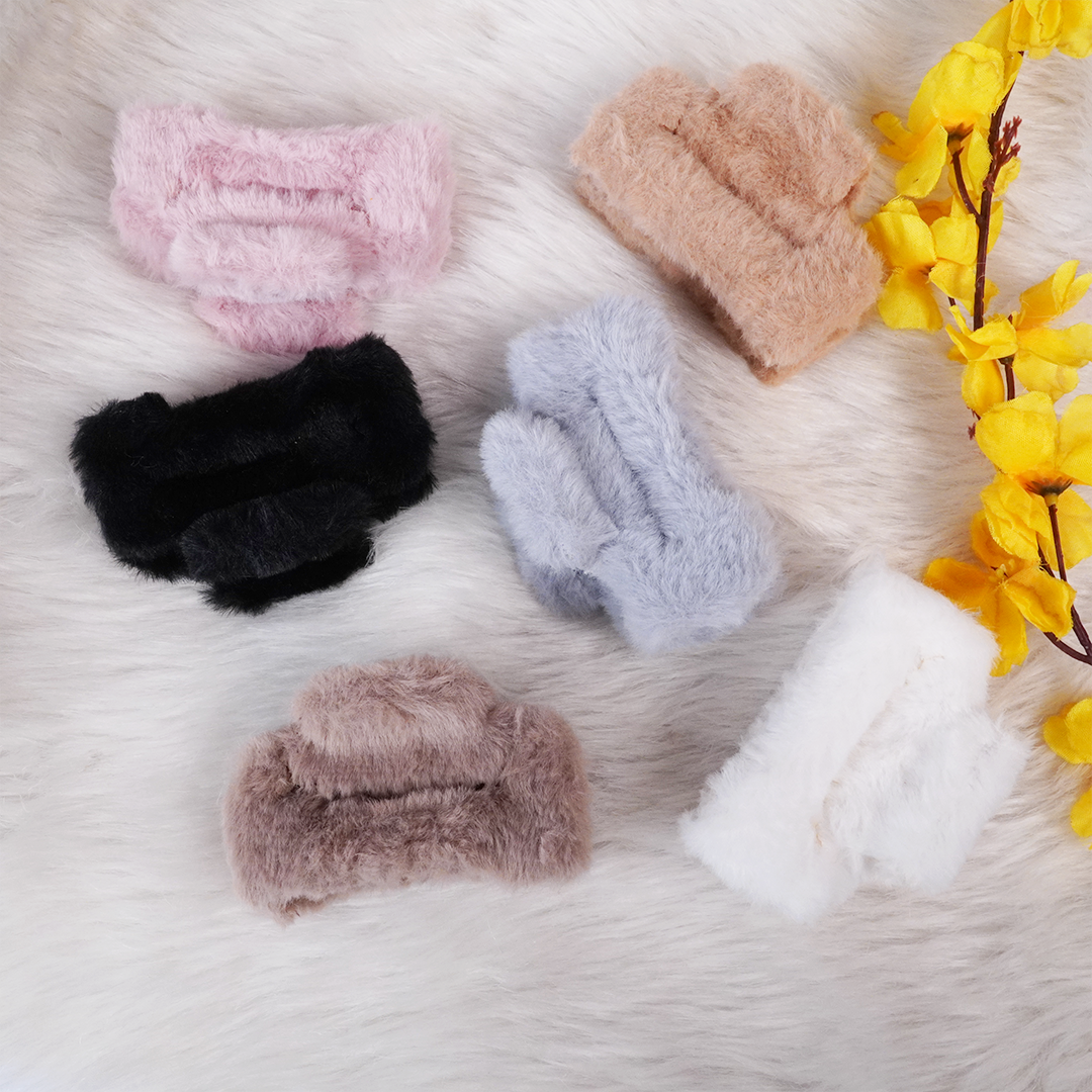 Soft Faux Fur Hair Claw Clip for Women