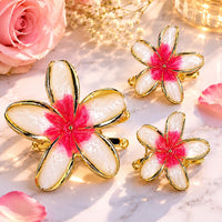 Floral Enamel Hair Clip Set – Elegant Flower Hair Accessories for Women & Girls (one Piece )