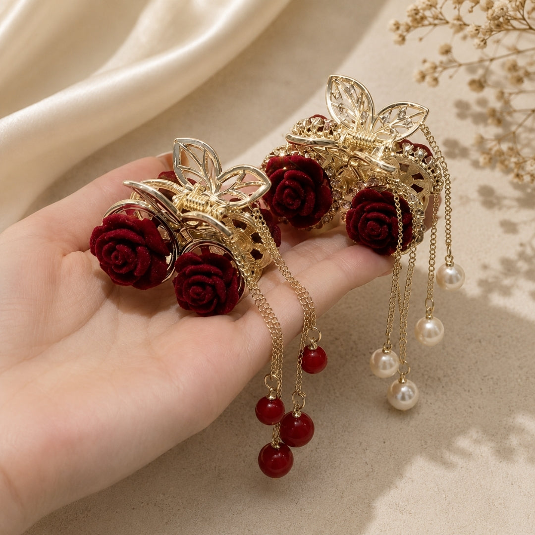 Stylish Hair Clips for Women | Pearl, Chain & Decorative Hair Accessories | Set of 4