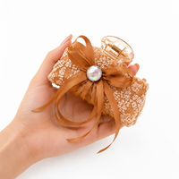Champagne Lace Bow Hair Claw Clip – Elegant Ribbon Hair Accessory Random Color